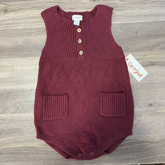NEW Cat & Jack Henley Knit Romper SZ 24m - Picture 1 of 5